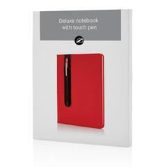 Vue Carnet A5 à couverture rigide en PU avec Stylo tactile de couleur rouge| Krokrodeal
