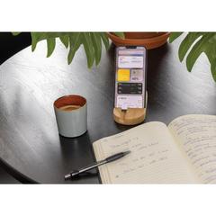 Vue Support tablette ou téléphone en bambou de couleur marron| Krokrodeal