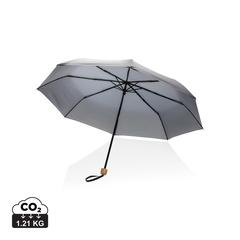 Vue Mini parapluie 20.5" rPET 190T poignée bambou Impact AWARE de couleur gris| Krokrodeal