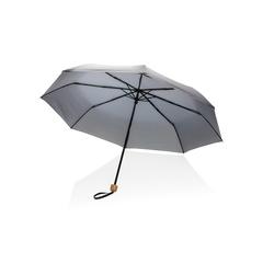 Vue Mini parapluie 20.5" rPET 190T poignée bambou Impact AWARE de couleur gris| Krokrodeal