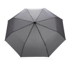 Vue Mini parapluie 20.5" rPET 190T poignée bambou Impact AWARE de couleur gris| Krokrodeal