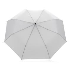 Vue Mini parapluie 20.5" rPET 190T poignée bambou Impact AWARE de couleur blanc| Krokrodeal