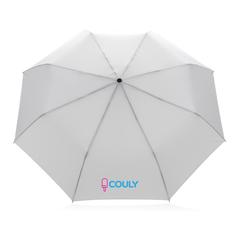 Vue Mini parapluie 20.5" rPET 190T poignée bambou Impact AWARE de couleur blanc| Krokrodeal