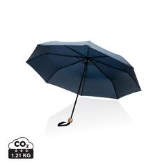 Vue Mini parapluie 20.5" rPET 190T poignée bambou Impact AWARE de couleur bleu| Krokrodeal