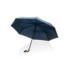 Vue Mini parapluie 20.5" rPET 190T poignée bambou Impact AWARE de couleur bleu| Krokrodeal
