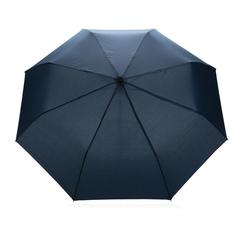 Vue Mini parapluie 20.5" rPET 190T poignée bambou Impact AWARE de couleur bleu| Krokrodeal