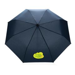 Vue Mini parapluie 20.5" rPET 190T poignée bambou Impact AWARE de couleur bleu| Krokrodeal