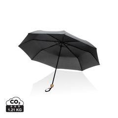 Vue Mini parapluie 20.5" rPET 190T poignée bambou Impact AWARE de couleur noir| Krokrodeal