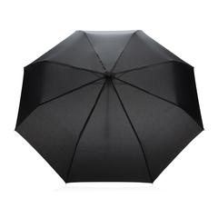 Vue Mini parapluie 20.5" rPET 190T poignée bambou Impact AWARE de couleur noir| Krokrodeal