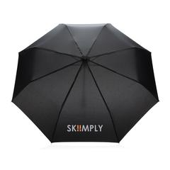 Vue Mini parapluie 20.5" rPET 190T poignée bambou Impact AWARE de couleur noir| Krokrodeal