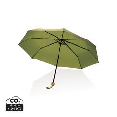 Vue Mini parapluie 20.5" rPET 190T poignée bambou Impact AWARE de couleur vert| Krokrodeal