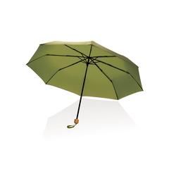 Vue Mini parapluie 20.5" rPET 190T poignée bambou Impact AWARE de couleur vert| Krokrodeal