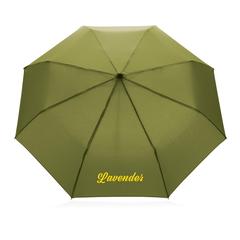Vue Mini parapluie 20.5" rPET 190T poignée bambou Impact AWARE de couleur vert| Krokrodeal