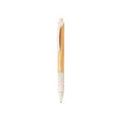 Vue Stylo en bambou et fibre de paille de couleur blanc| Krokrodeal