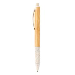 Vue Stylo en bambou et fibre de paille de couleur blanc| Krokrodeal