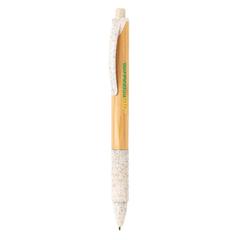 Vue Stylo en bambou et fibre de paille de couleur blanc| Krokrodeal