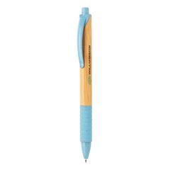 Vue Stylo en bambou et fibre de paille de couleur bleu| Krokrodeal