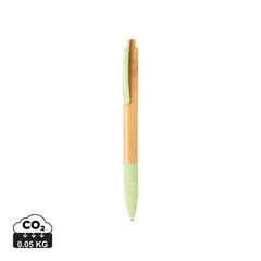 Vue Stylo en bambou et fibre de paille de couleur vert| Krokrodeal