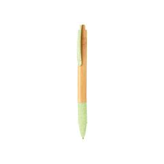 Vue Stylo en bambou et fibre de paille de couleur vert| Krokrodeal