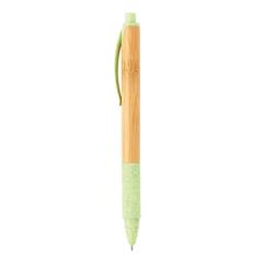 Vue Stylo en bambou et fibre de paille de couleur vert| Krokrodeal