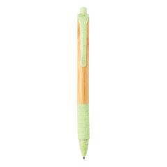 Vue Stylo en bambou et fibre de paille de couleur vert| Krokrodeal