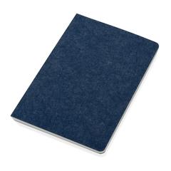 Vue Cahier A5 en feutre recyclé certifié GRS Phrase de couleur bleu| Krokrodeal