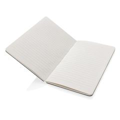 Vue Cahier A5 en feutre recyclé certifié GRS Phrase de couleur bleu| Krokrodeal