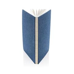 Vue Cahier A5 en feutre recyclé certifié GRS Phrase de couleur bleu| Krokrodeal