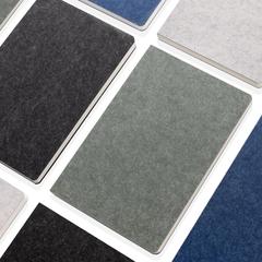 Vue Cahier A5 en feutre recyclé certifié GRS Phrase de couleur bleu| Krokrodeal