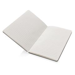 Vue Cahier A5 en feutre recyclé certifié GRS Phrase de couleur gris| Krokrodeal