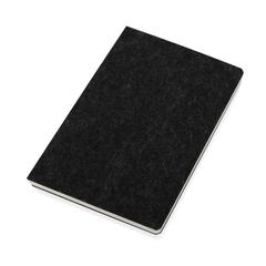 Vue Cahier A5 en feutre recyclé certifié GRS Phrase de couleur noir| Krokrodeal