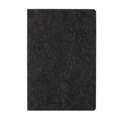 Vue Cahier A5 en feutre recyclé certifié GRS Phrase de couleur noir| Krokrodeal
