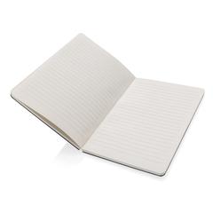 Vue Cahier A5 en feutre recyclé certifié GRS Phrase de couleur noir| Krokrodeal