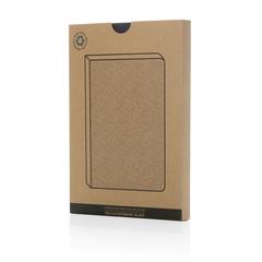 Vue Cahier A5 en feutre recyclé certifié GRS Phrase de couleur noir| Krokrodeal