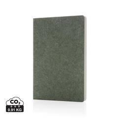 Vue Cahier A5 en feutre recyclé certifié GRS Phrase de couleur vert| Krokrodeal