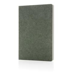 Vue Cahier A5 en feutre recyclé certifié GRS Phrase de couleur vert| Krokrodeal