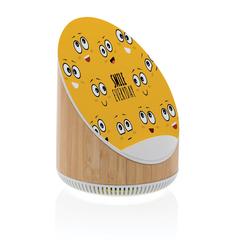 Vue Enceinte 5W en bamboo avec chargeur sans fil 15W Ovate de couleur marron| Krokrodeal
