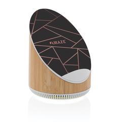 Vue Enceinte 5W en bamboo avec chargeur sans fil 15W Ovate de couleur marron| Krokrodeal
