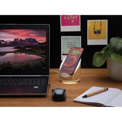 Vue Enceinte 5W en bamboo avec chargeur sans fil 15W Ovate de couleur marron| Krokrodeal