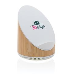 Vue Enceinte 5W en bamboo avec chargeur sans fil 15W Ovate de couleur marron| Krokrodeal
