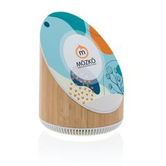 Vue Enceinte 5W en bamboo avec chargeur sans fil 15W Ovate de couleur marron| Krokrodeal
