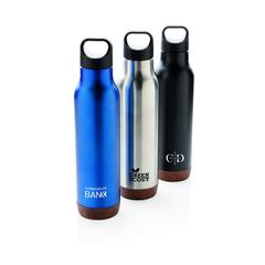 Vue Bouteille isotherme étanche avec finition liège de couleur gris| Krokrodeal