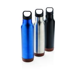Vue Bouteille isotherme étanche avec finition liège de couleur gris| Krokrodeal