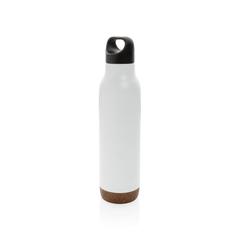 Vue Bouteille isotherme étanche avec finition liège de couleur blanc| Krokrodeal