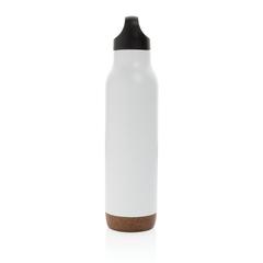 Vue Bouteille isotherme étanche avec finition liège de couleur blanc| Krokrodeal