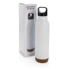 Vue Bouteille isotherme étanche avec finition liège de couleur blanc| Krokrodeal