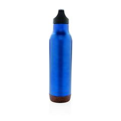 Vue Bouteille isotherme étanche avec finition liège de couleur bleu| Krokrodeal