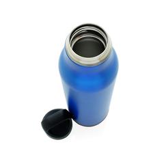 Vue Bouteille isotherme étanche avec finition liège de couleur bleu| Krokrodeal