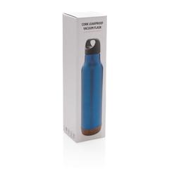 Vue Bouteille isotherme étanche avec finition liège de couleur bleu| Krokrodeal