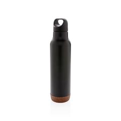 Vue Bouteille isotherme étanche avec finition liège de couleur noir| Krokrodeal
